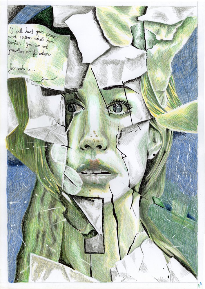 Portrait vert fragmenté - Loretta Van Der Westhuizen