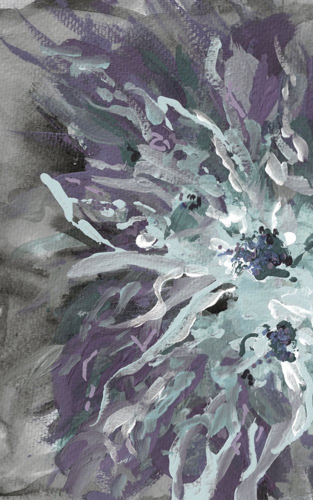 Abstraction florale violette et bleu sarcelle - Lori Ann Folz