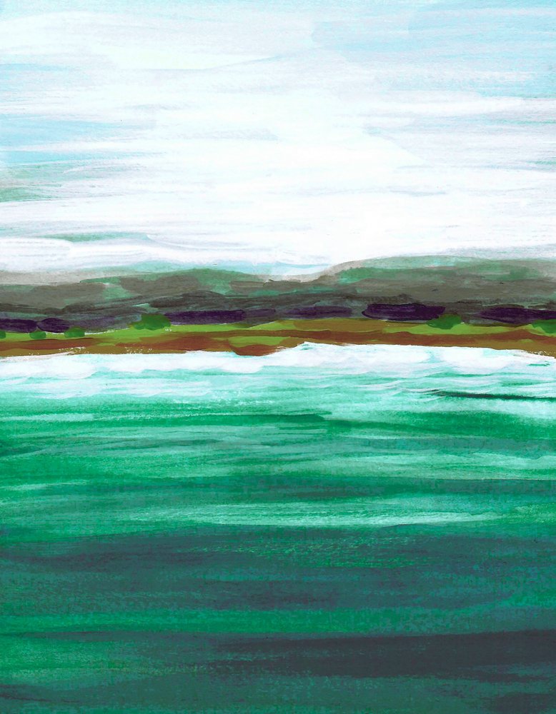 Paysage marin verdoyant et serein - Lori Ann Folz