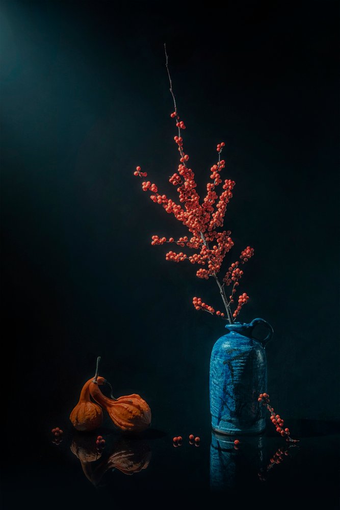 Vase bleu « Baies d