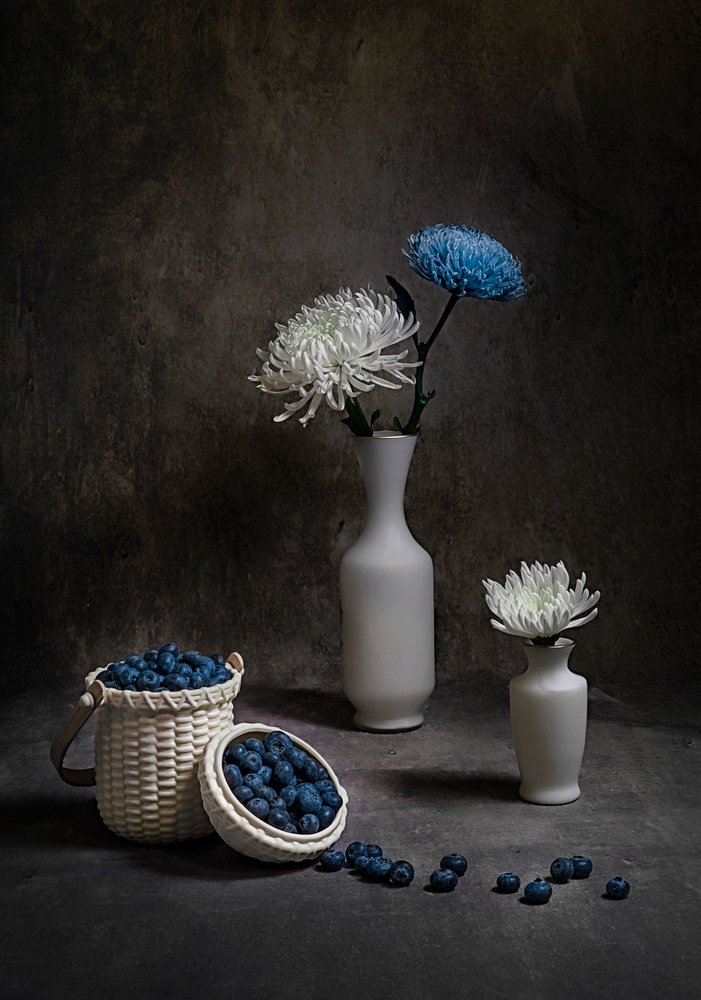 Myrtilles et fleurs blanches - Lydia Jacobs