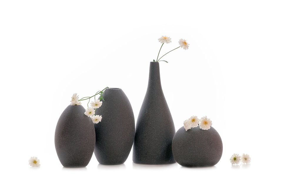 Vases sombres, fleurs blanches - Lydia Jacobs