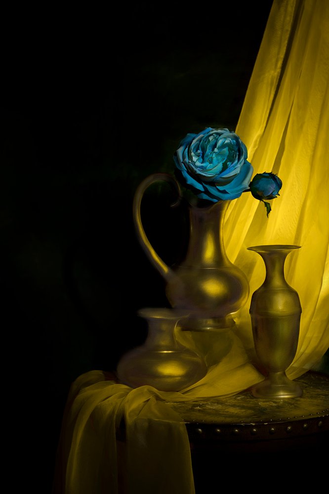 Nature morte somptueuse à la rose bleue - Lydia Jacobs
