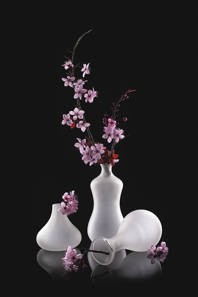 Vases givrés « Fleurs roses » - Lydia Jacobs