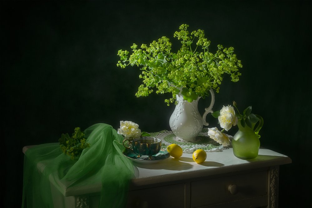 Nature morte printanière verte - Lydia Jacobs