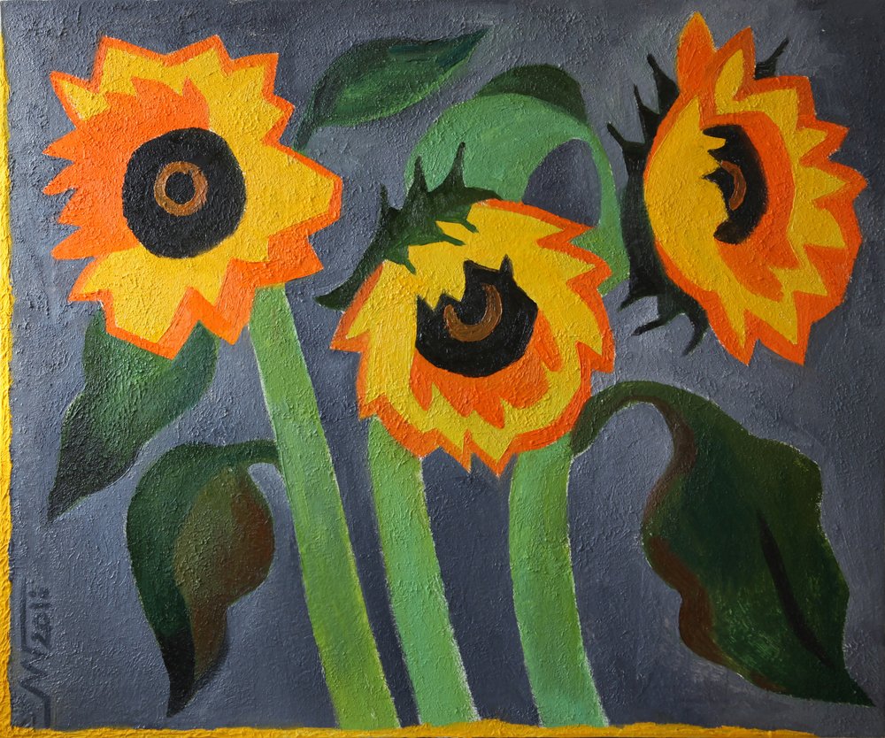 Trois tournesols rustiques - Marina Gorkaeva