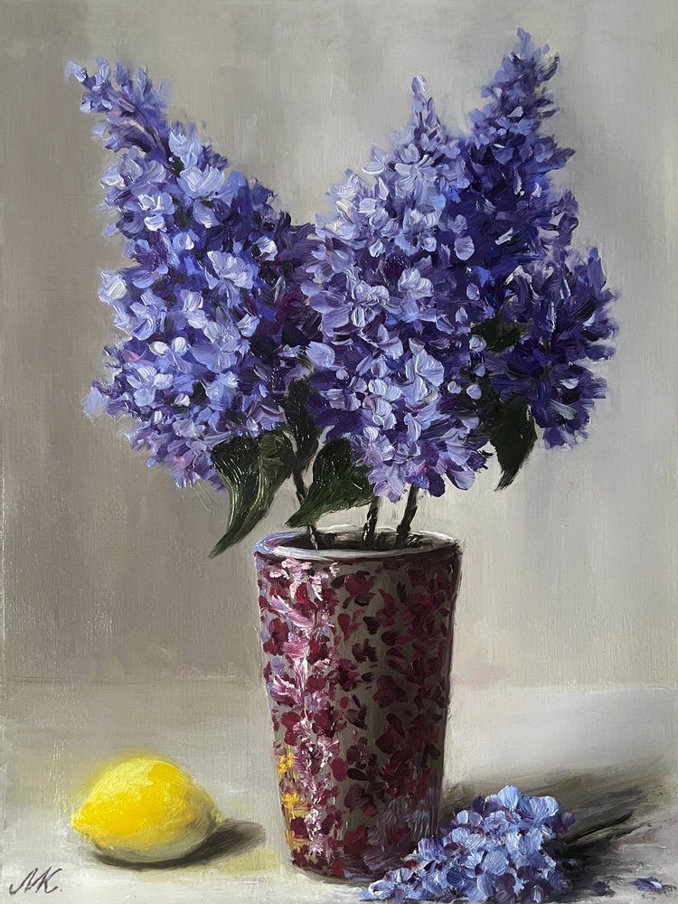 Nature morte aux lilas et au citron - Marina Kozyr