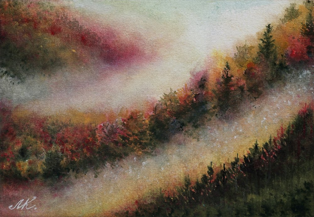Forêt automnale brumeuse - Marina Kozyr