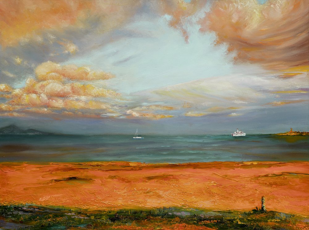 Paysage marin au ciel orange - Marina Kozyr