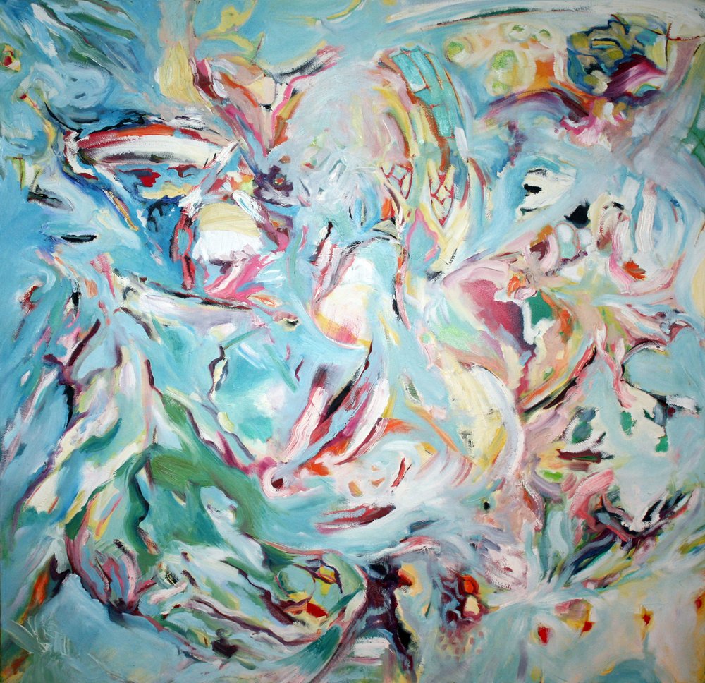 Abstrait bleu-vert fluide - Marina Nelson