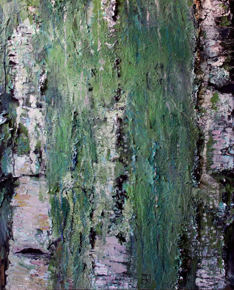 Écorce de bouleau moussue verte - Marina Nelson