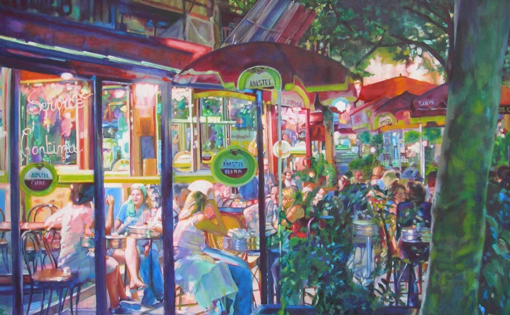 Un café animé en soirée - Maxine Shore