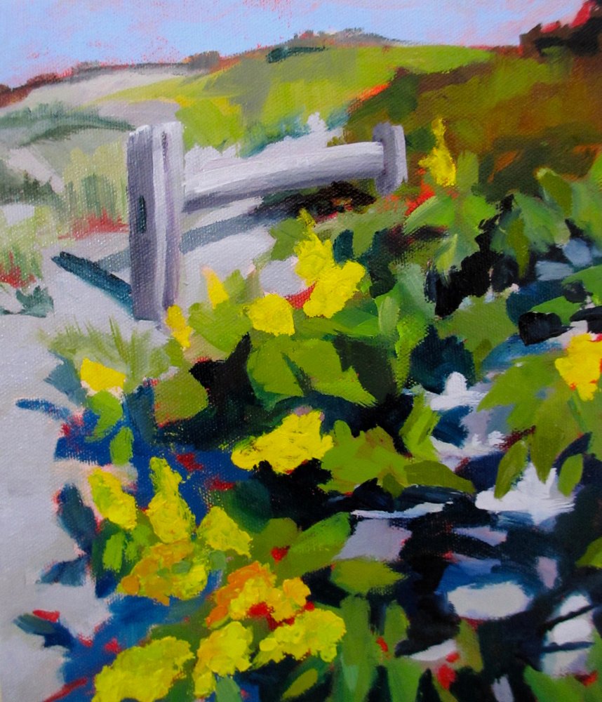 Chemin ensoleillé aux fleurs jaunes - Maxine Shore