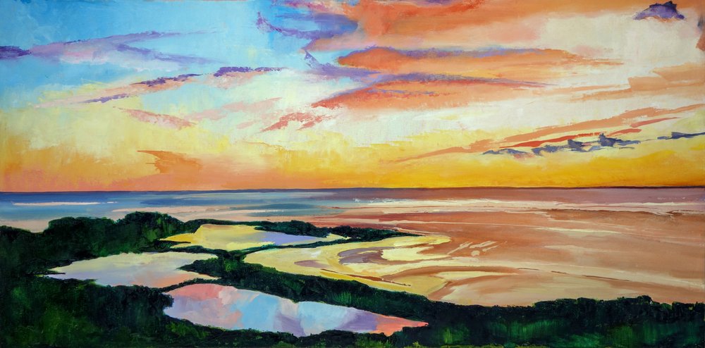 Un coucher de soleil éclatant sur la côte - Maxine Shore