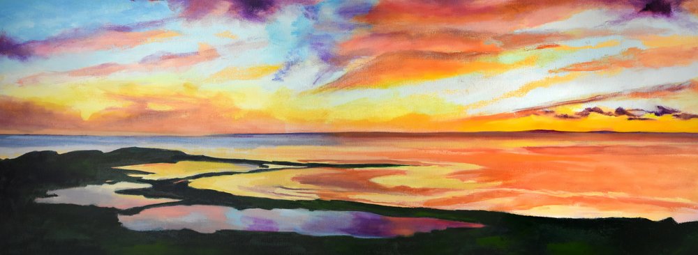 Un coucher de soleil éclatant sur la côte - Maxine Shore