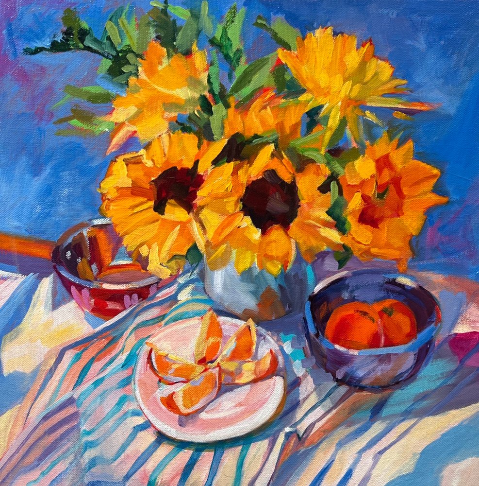 Des tournesols et des oranges éclatants - Maxine Shore