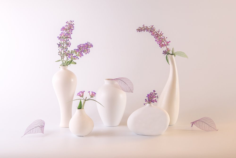 Vases blancs et fleurs de lavande - May G