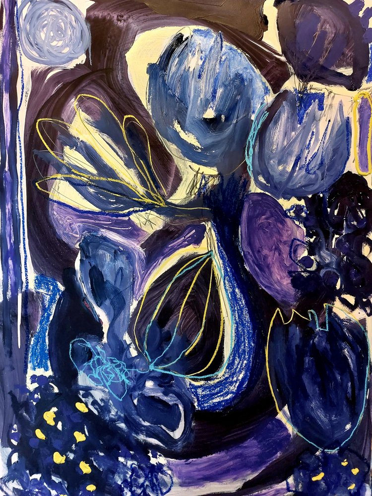 Fleurs bleues et violettes - Monika Riethmueller