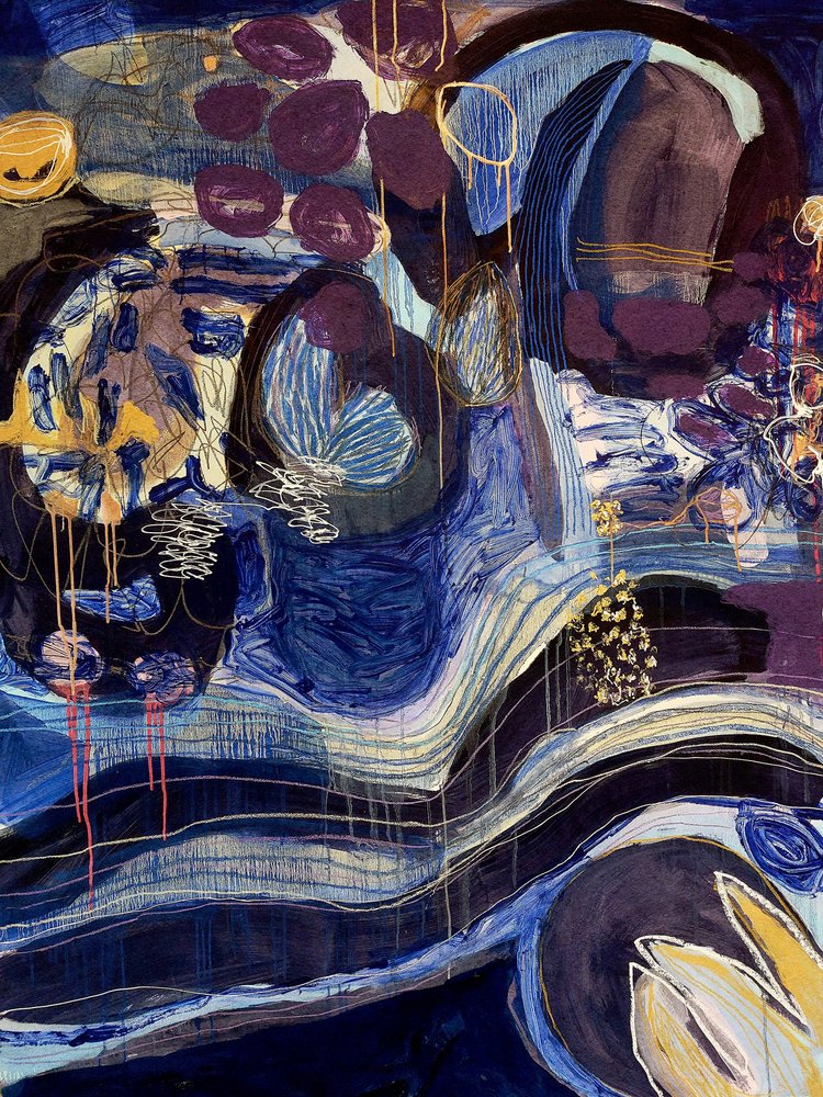 Tourbillons abstraits bleu profond - Monika Riethmueller