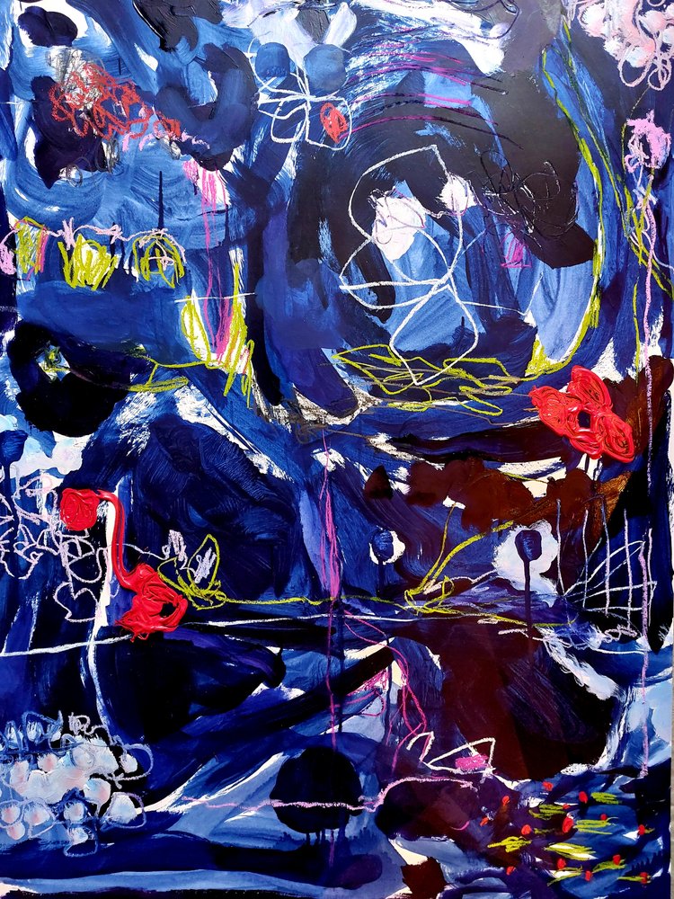 Abstrait bleu dynamique - Monika Riethmueller