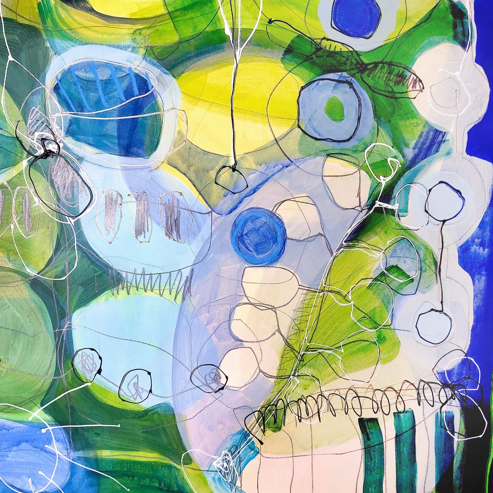 Abstrait vert et bleu dynamique - Monika Riethmueller