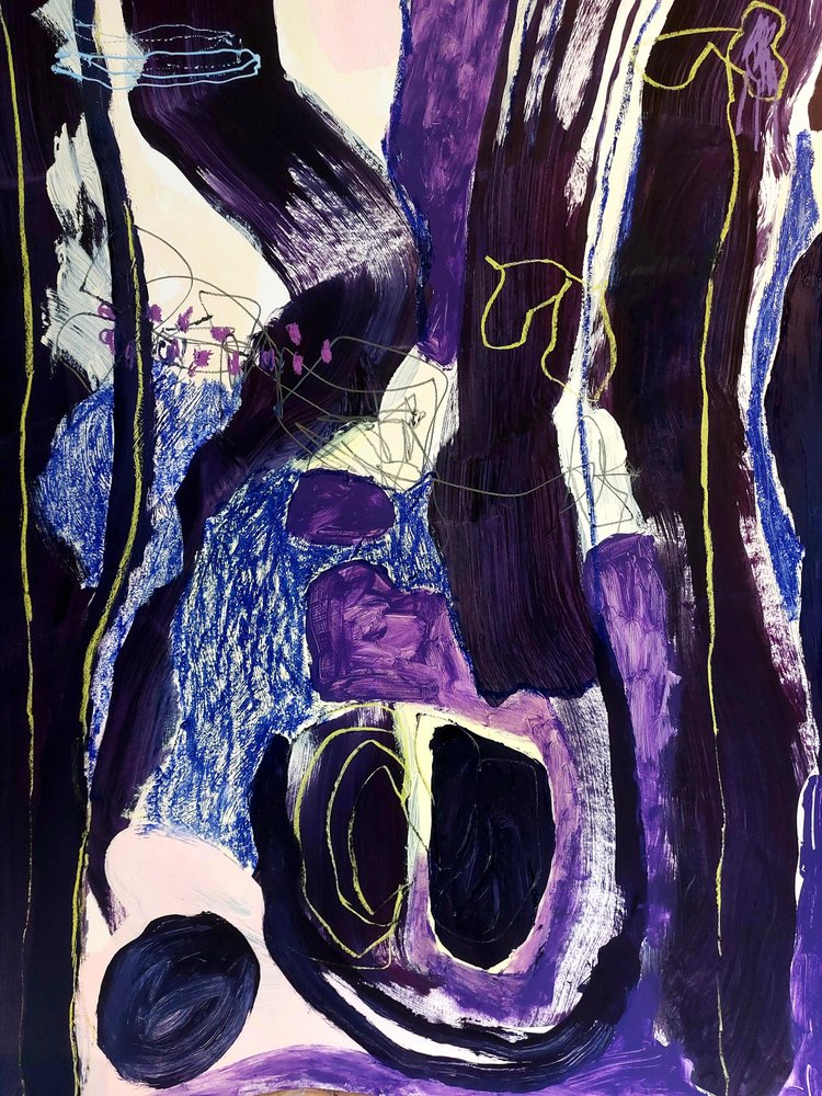 Flux abstrait bleu-violet - Monika Riethmueller