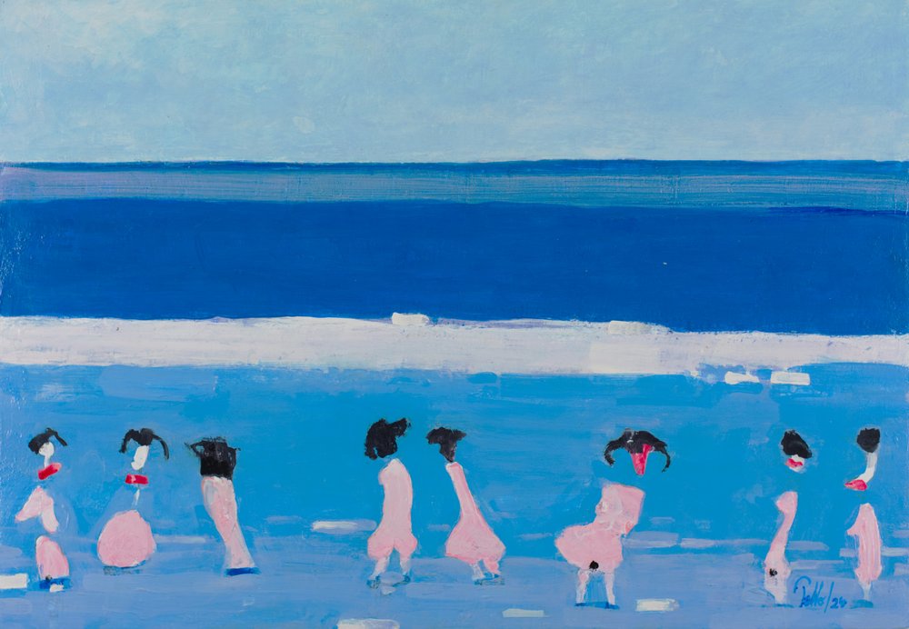 Silhouettes roses, plage bleue - Mr PETTO