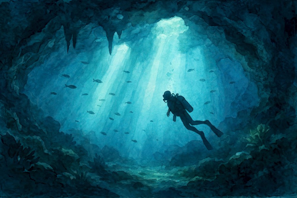 Plongeur en grotte Deep Blue - Natalie Bruns