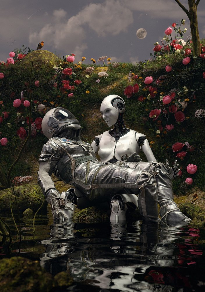 Étreinte robotique au clair de lune - Nicebleed