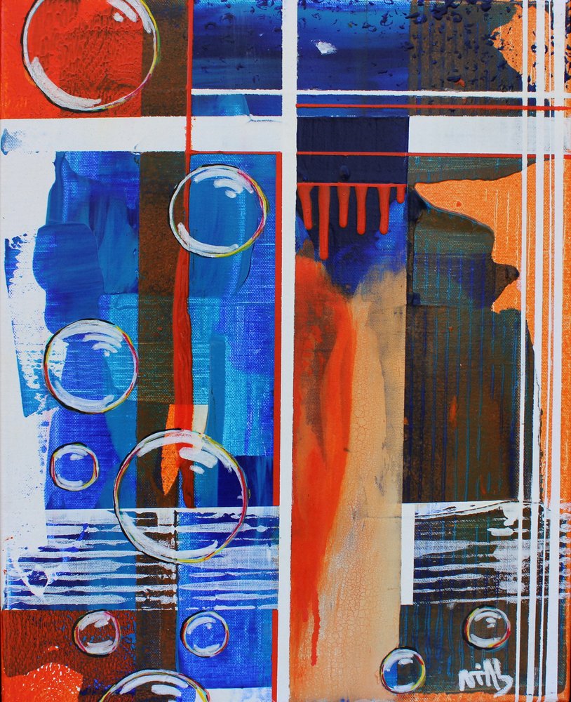 Bulle bleue et orange abstraite - Nicolas Alsterdal