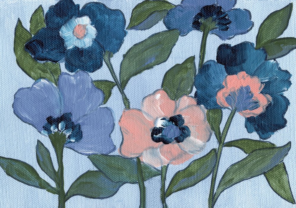 Fleurs bleues et pêche - Nikita Jariwala