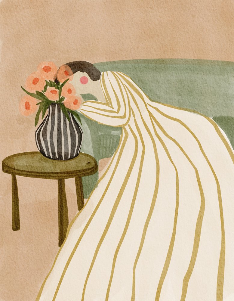 Une femme admirant des fleurs - Nikita Jariwala