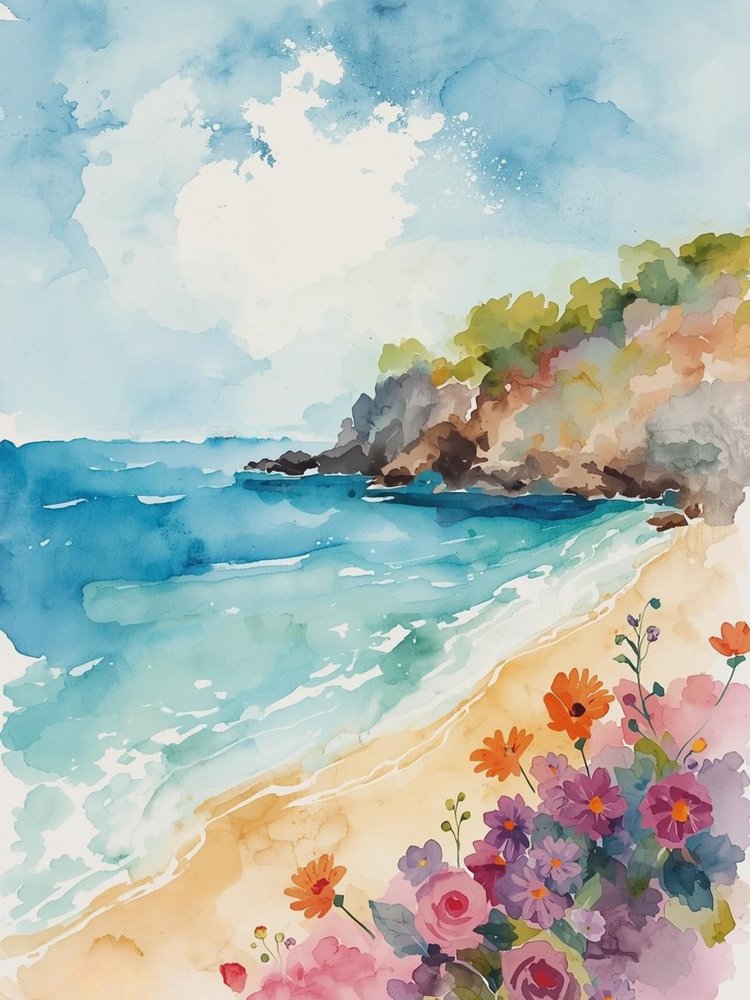 Aquarelle « Fleur côtière » - Ohkimiko