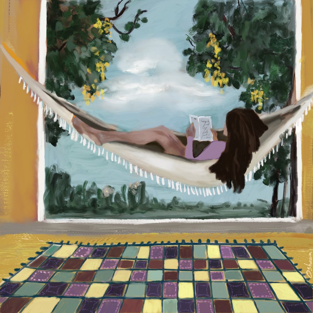 Évasion de lecture dans un hamac - Osheensgallery