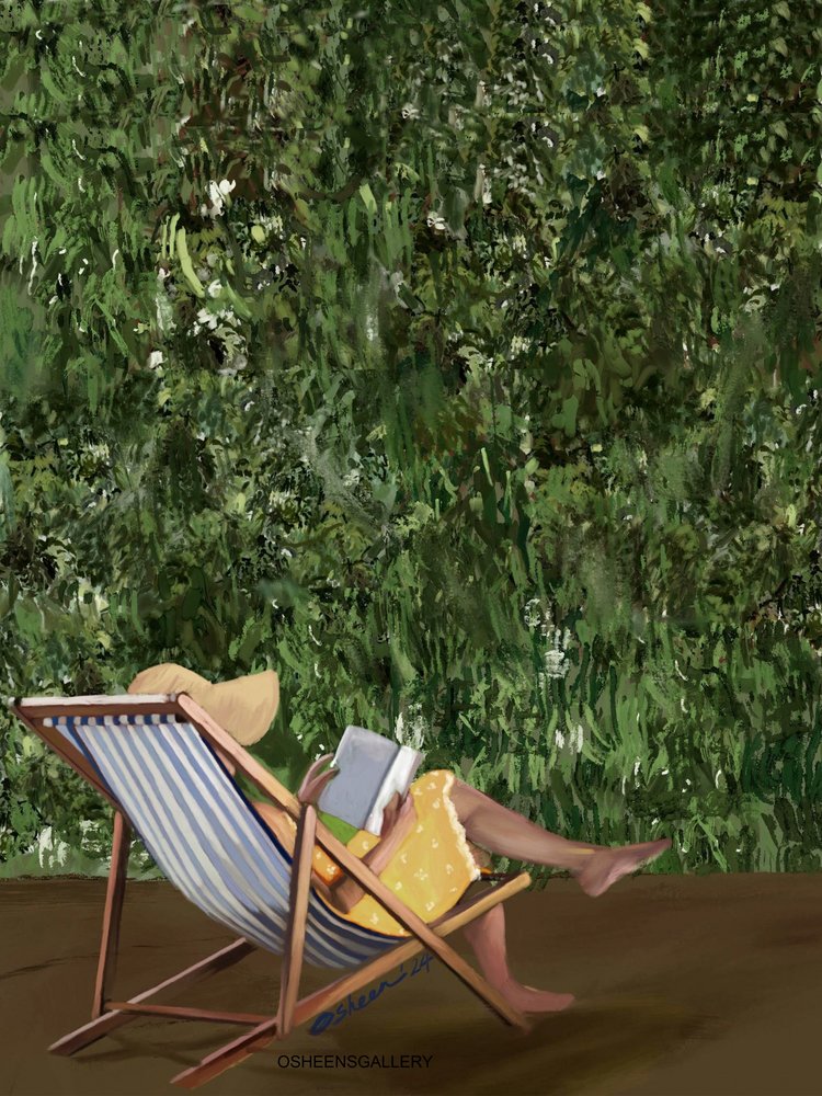 Lire dans le jardin - Osheensgallery
