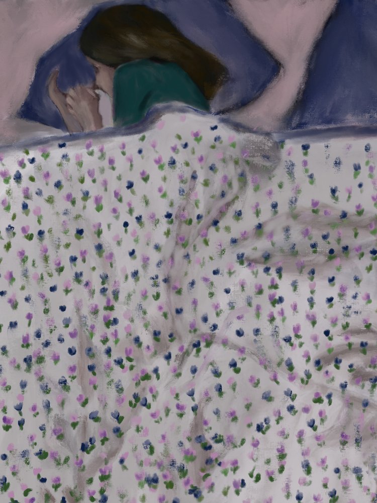 Femme dans un lit de fleurs - Osheensgallery