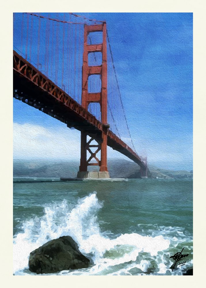 Les vagues déferlant sur le Golden Gate - Osvaldo Russo
