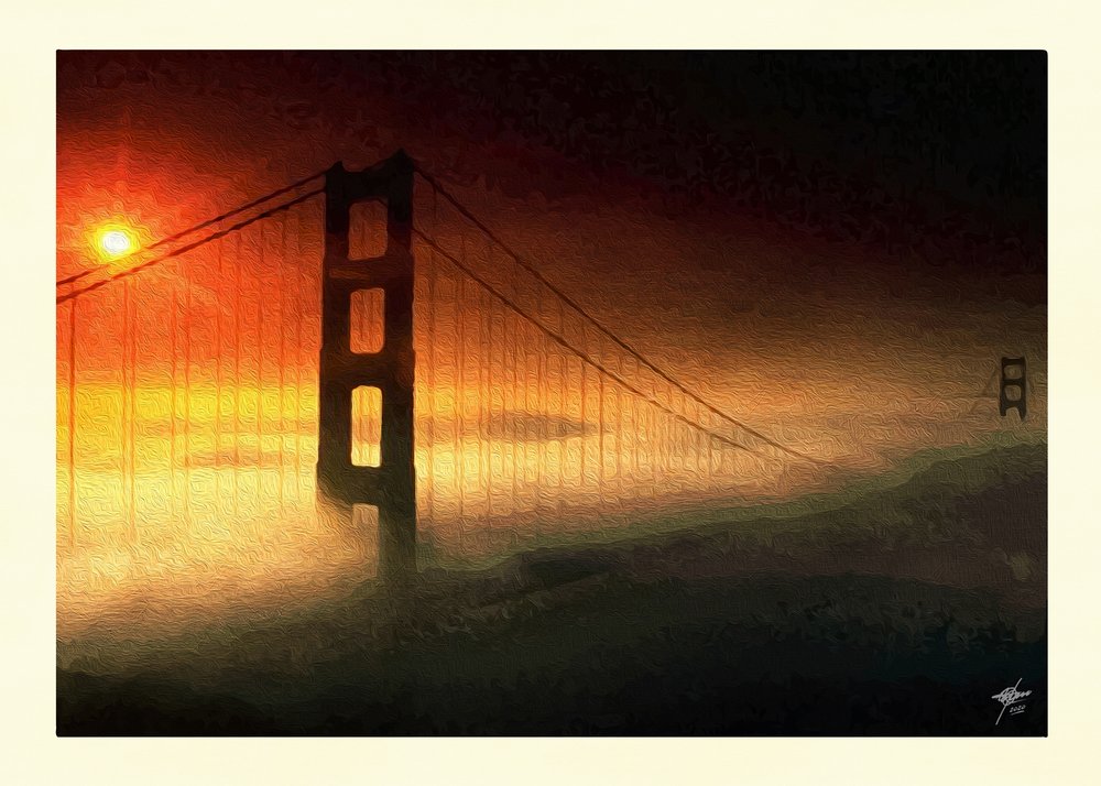 Le brouillard au coucher du soleil sur le Golden Gate - Osvaldo Russo