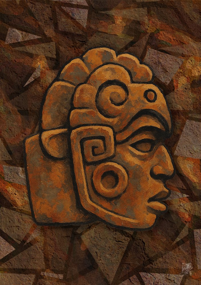 Tête de pierre maya - Osvaldo Russo