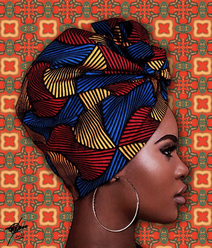 Portrait avec un foulard aux couleurs vives - Osvaldo Russo