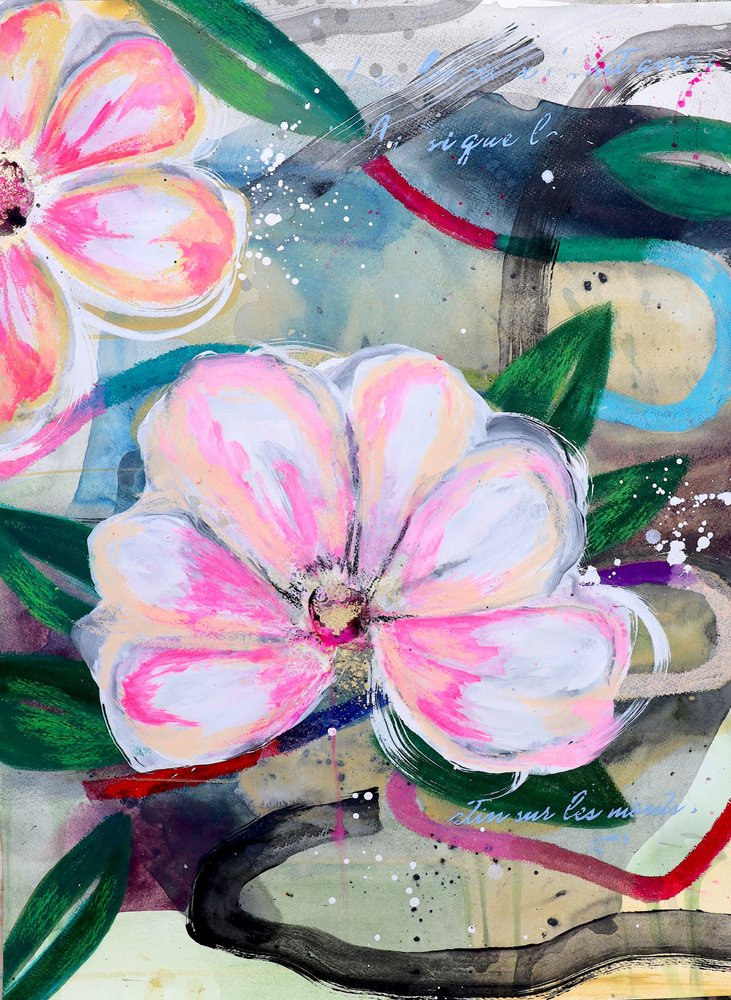 Abstrait floral rose - Poonam Choudhary