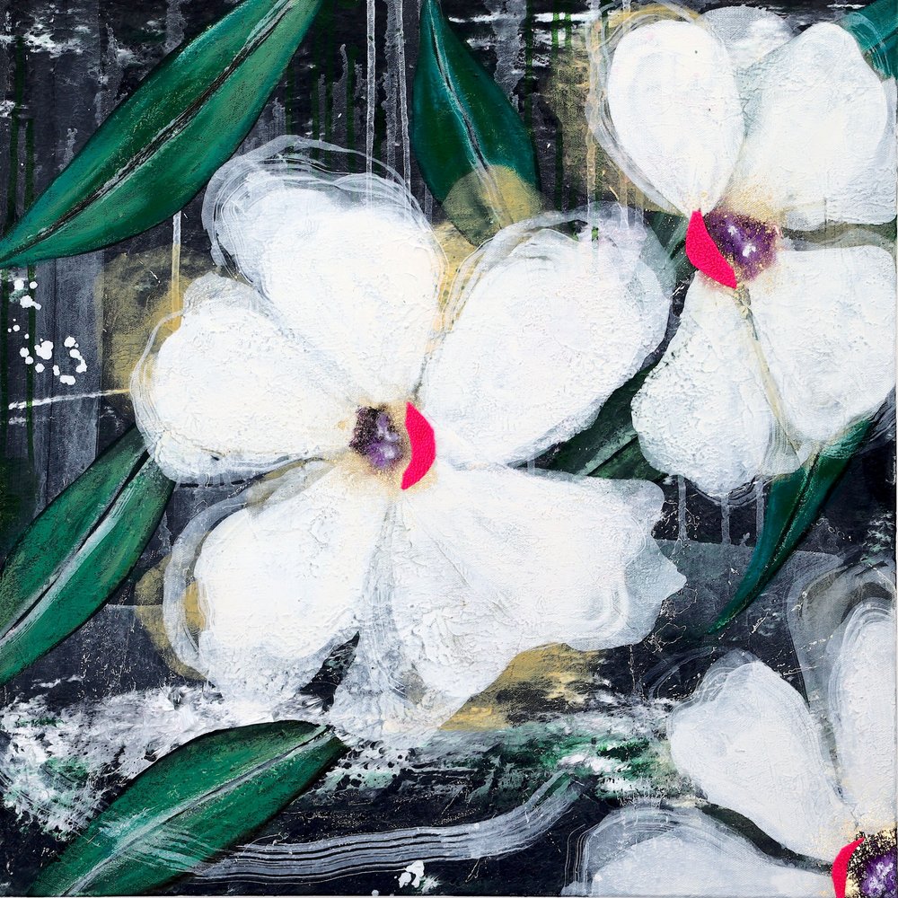 Fleurs abstraites blanches - Poonam Choudhary