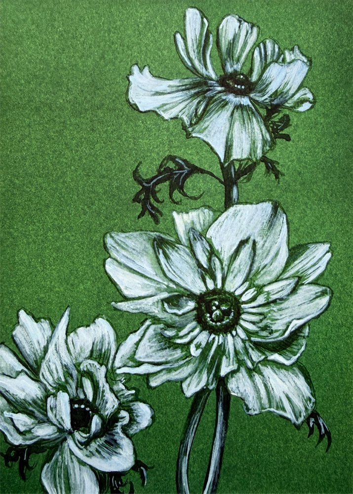 Inquiétantes fleurs vertes - Renee Machan Cottagecore Artist