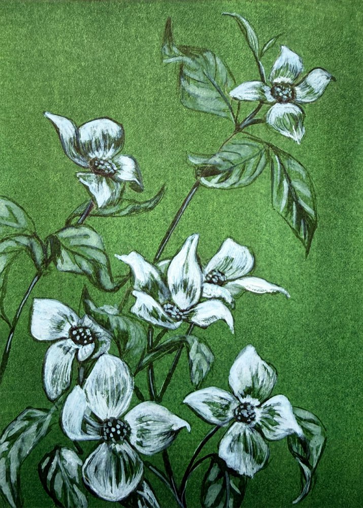 Fleurs botaniques vertes - Renee Machan Cottagecore Artist
