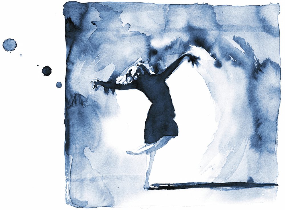 Une danseuse au bleu expressif - RodMacIver