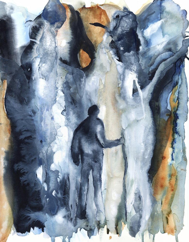Paysage abstrait bleu solitaire - RodMacIver