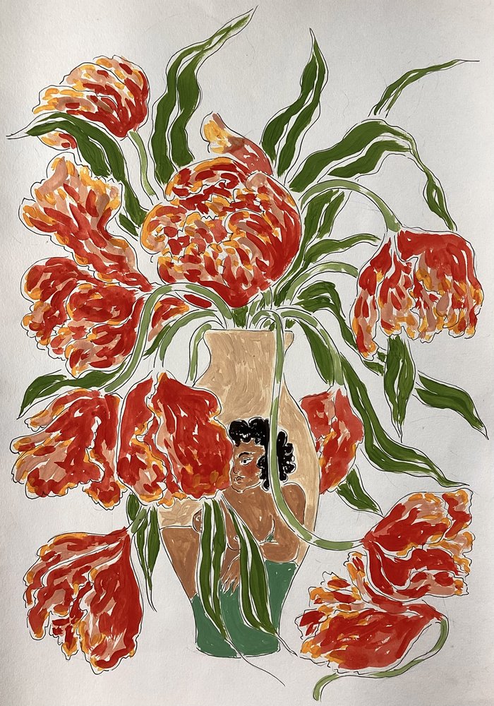 Des tulipes éclatantes dans un vase - Rushati Chowdhury