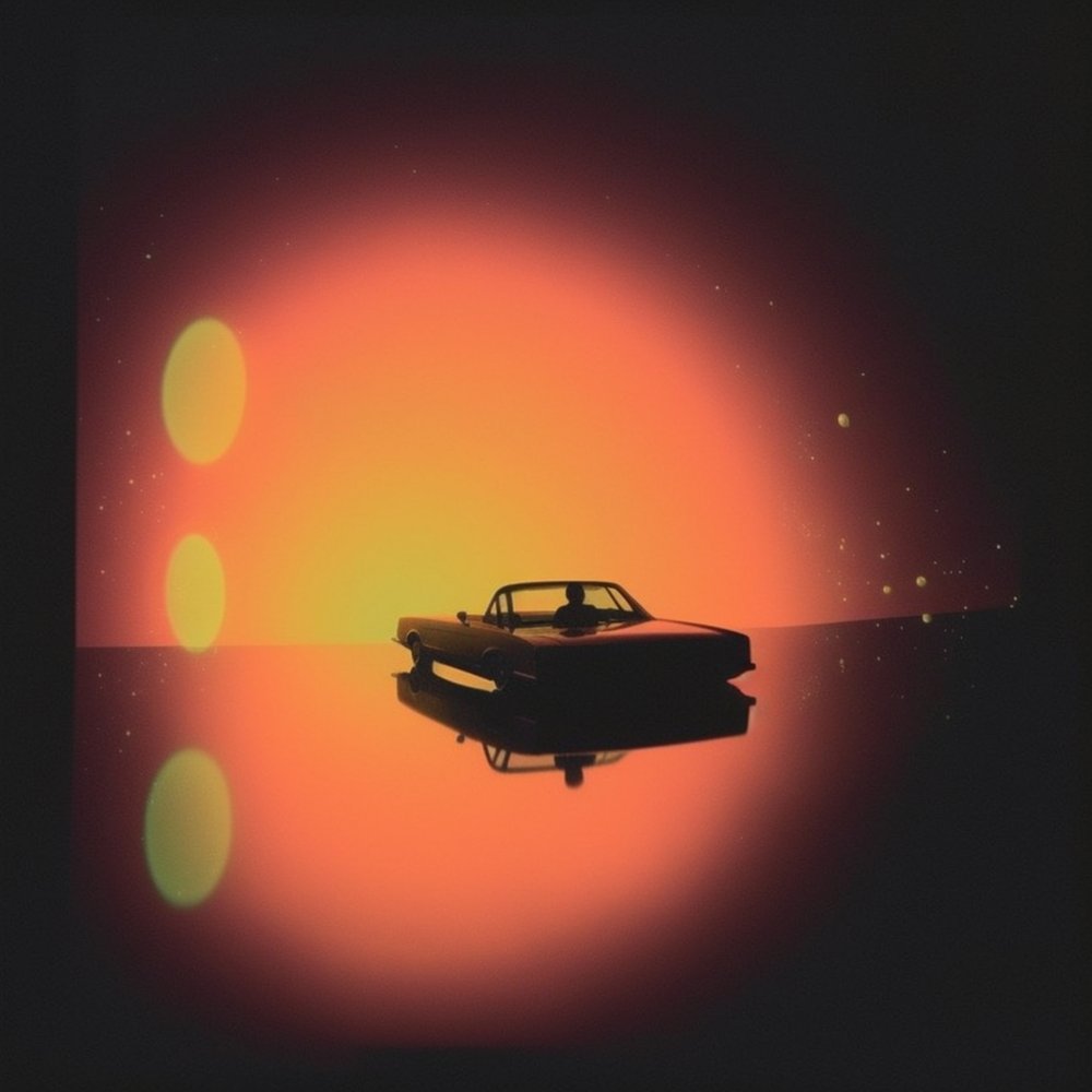 Coucher de soleil cosmique et voiture de collection - Samantha Hearn