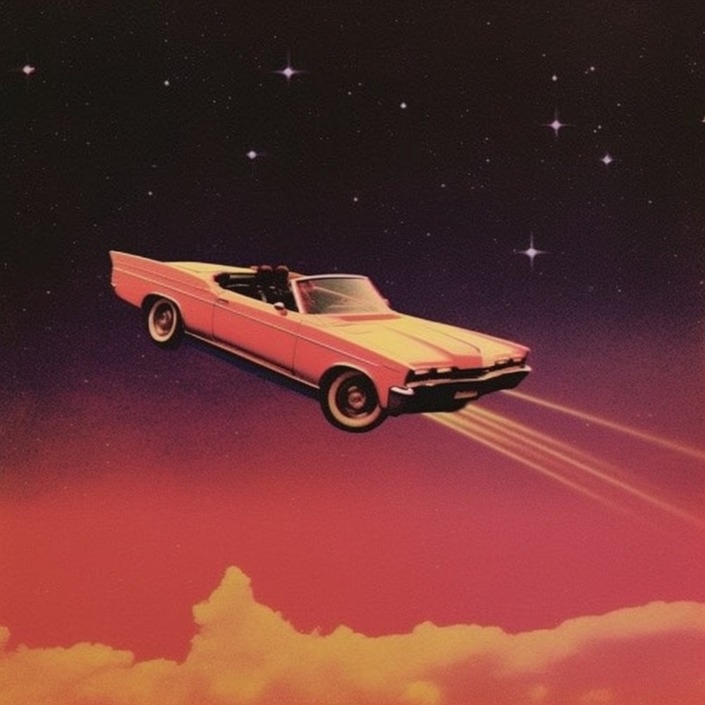 Voyage cosmique en voiture rose - Samantha Hearn