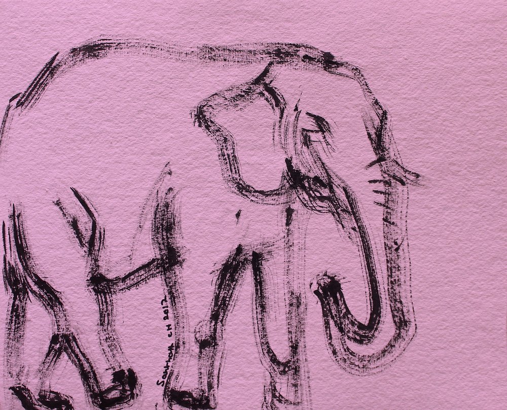 Éléphant rose abstrait - Santhosh ch